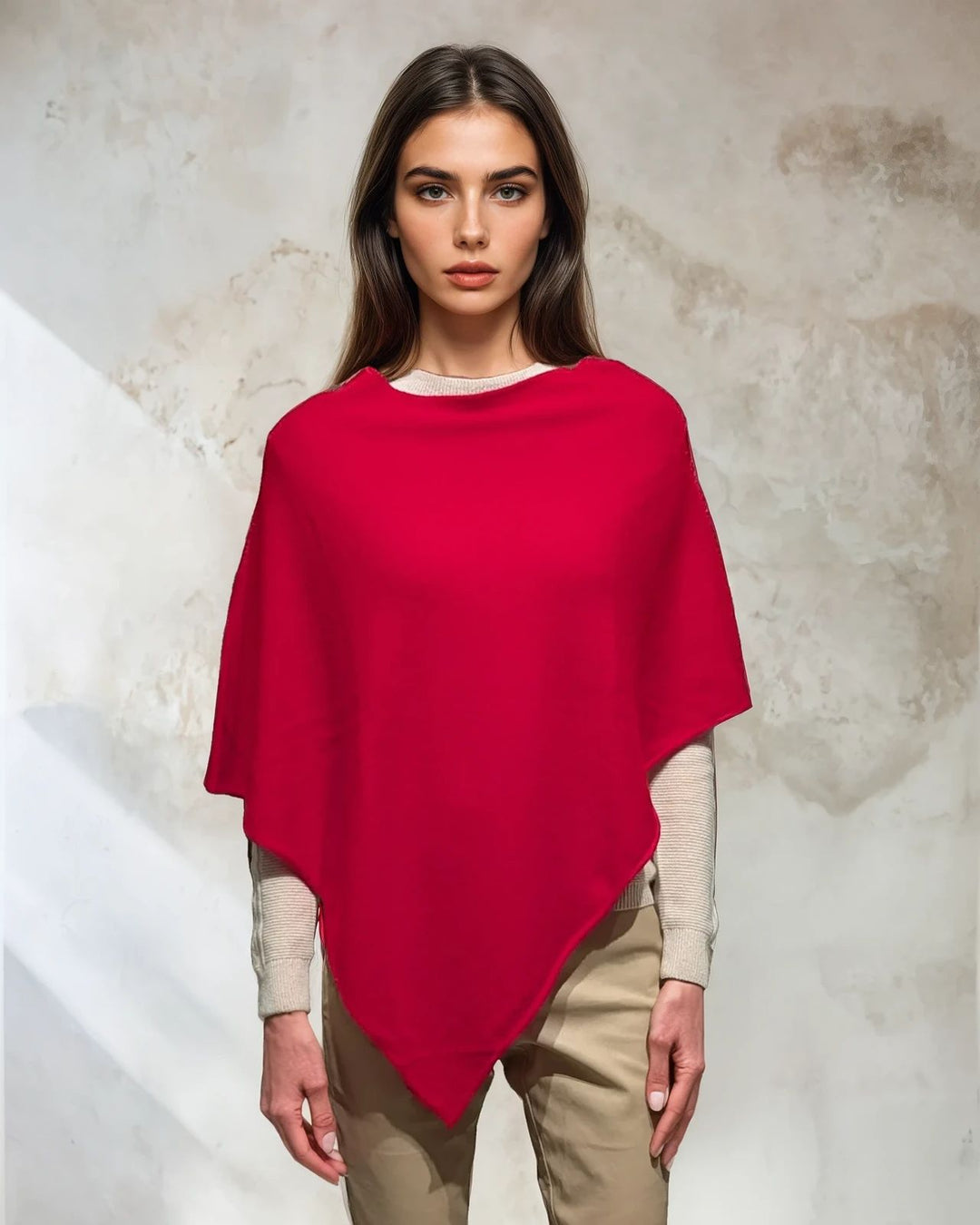 SY-24001 Poncho - 100% PureCashmere - Accesories - Red