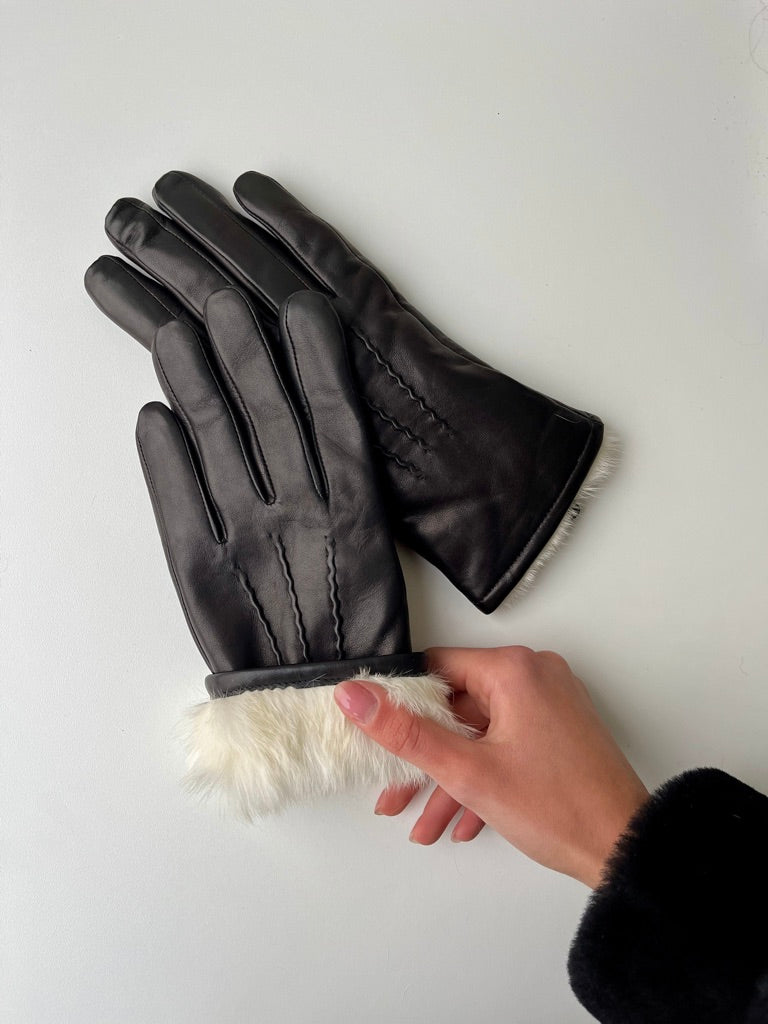 kaninchenfell handschuhe 127-W Lammlederhandschuh mit Kaninchenfell – Schwarz – Stampe Denmark