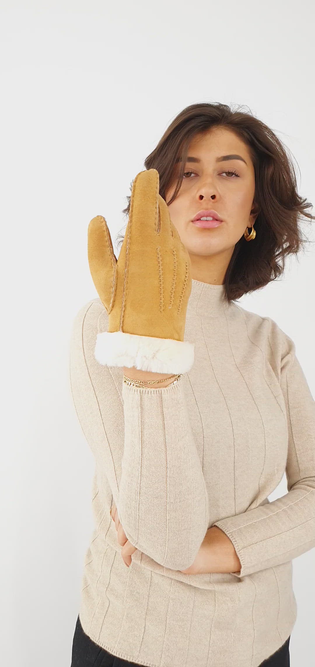 ZXM -010 Shearling Gloves - Camel