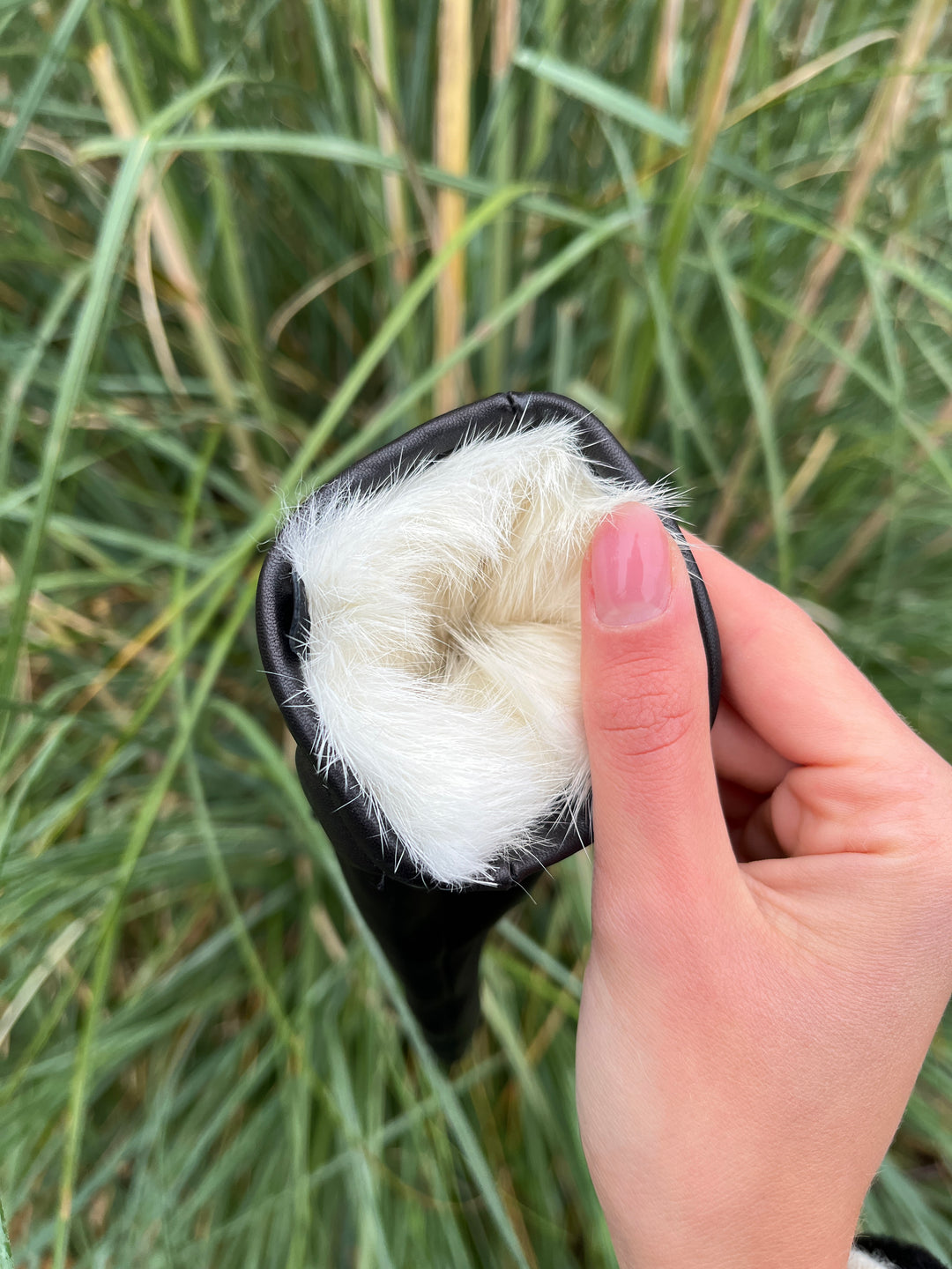 127 -W Lamb Slink skinnhanske med kaninpels - svart