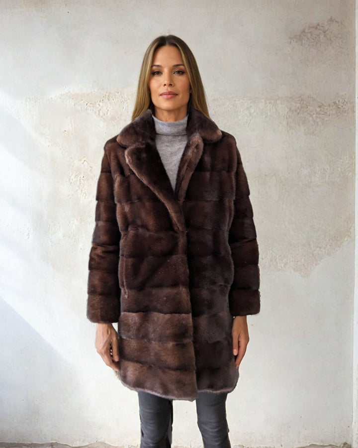 Vesta, 85 cm. - Mink - Jacket - Women - Mahogany