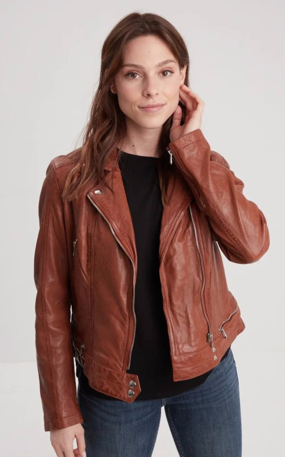 A "LEA 102585" Cognac Rose Garden Blouson Femme closed photo