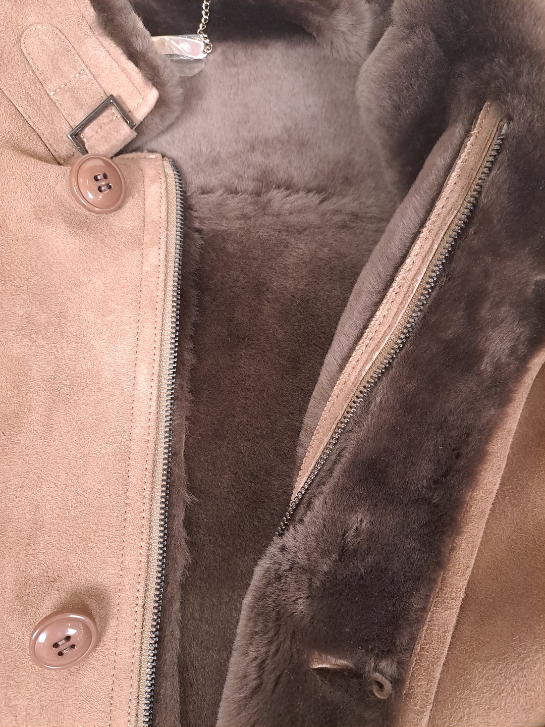 Carlo, 100 cm. - Kragen - Wildlederlamm - Herren - Dunkle Eiche