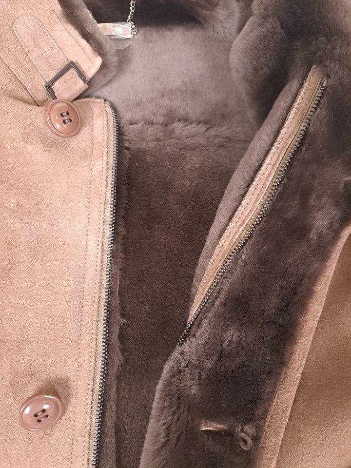 Carlo, 100 cm. - Kragen - Wildlederlamm - Herren - Dunkle Eiche