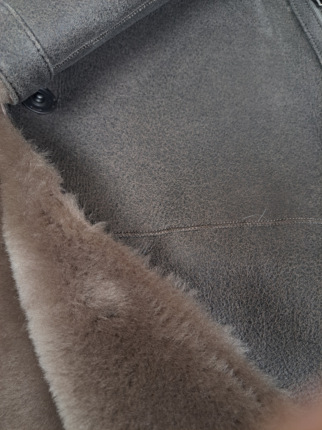 Giorgiana, 95 cm. - Collar - Nappa Lamb Crack Washed -Women - Brown