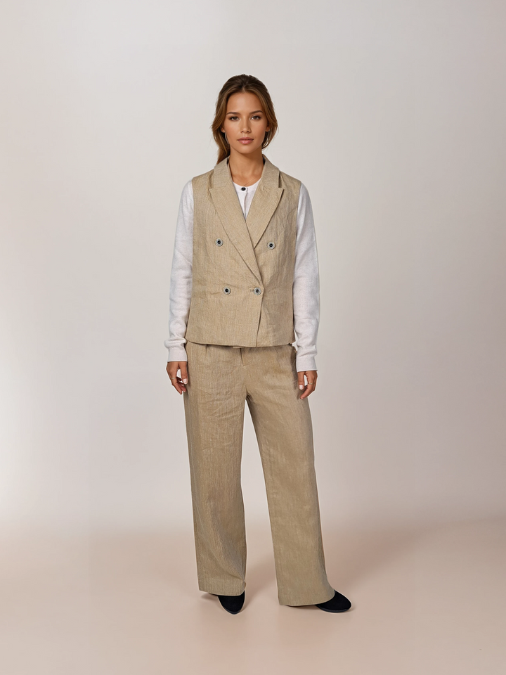 639 Linen Vest - Linen - Women - Oatmeal