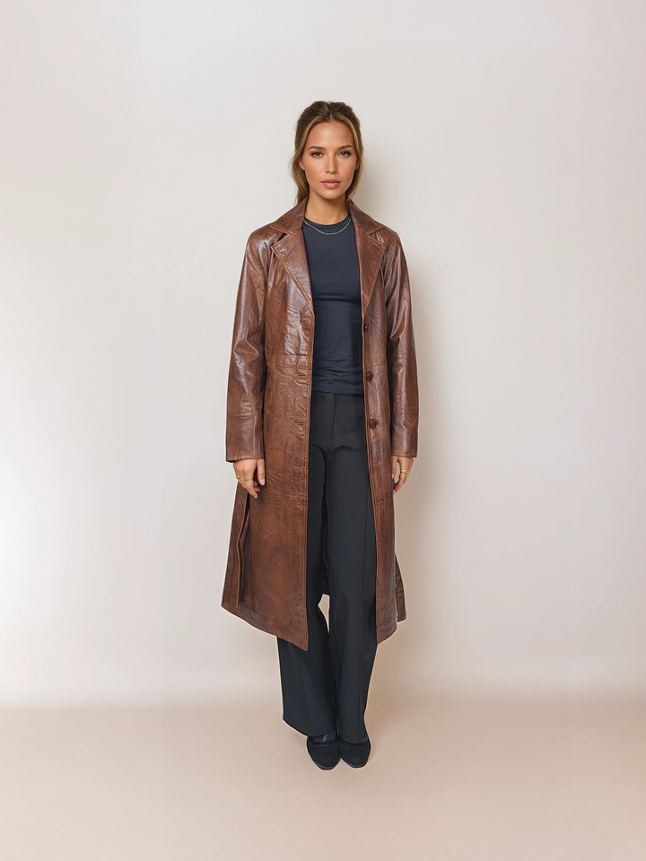 Donnie, 115 cm. - Collar - Lamb Thick Leather - Women - Dark Brown