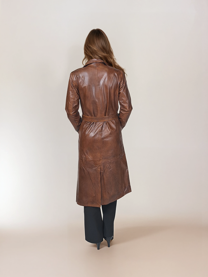 Donnie, 115 cm. - Collar - Lamb Thick Leather - Women - Dark Brown