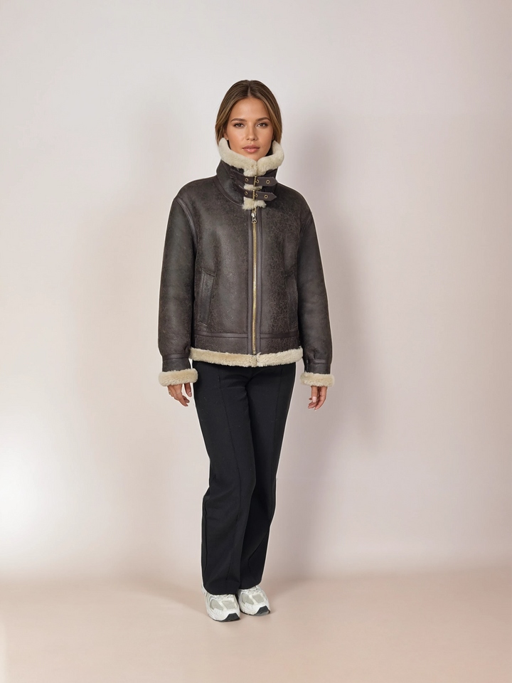 Javote, 60 cm. - Nappa Lamb Crack Washed – Damen – Dunkelbraun