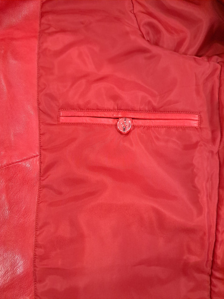 Charlie, 65 cm. - Collar - Lamb Polish Nappa Leather -Man - Chili Red