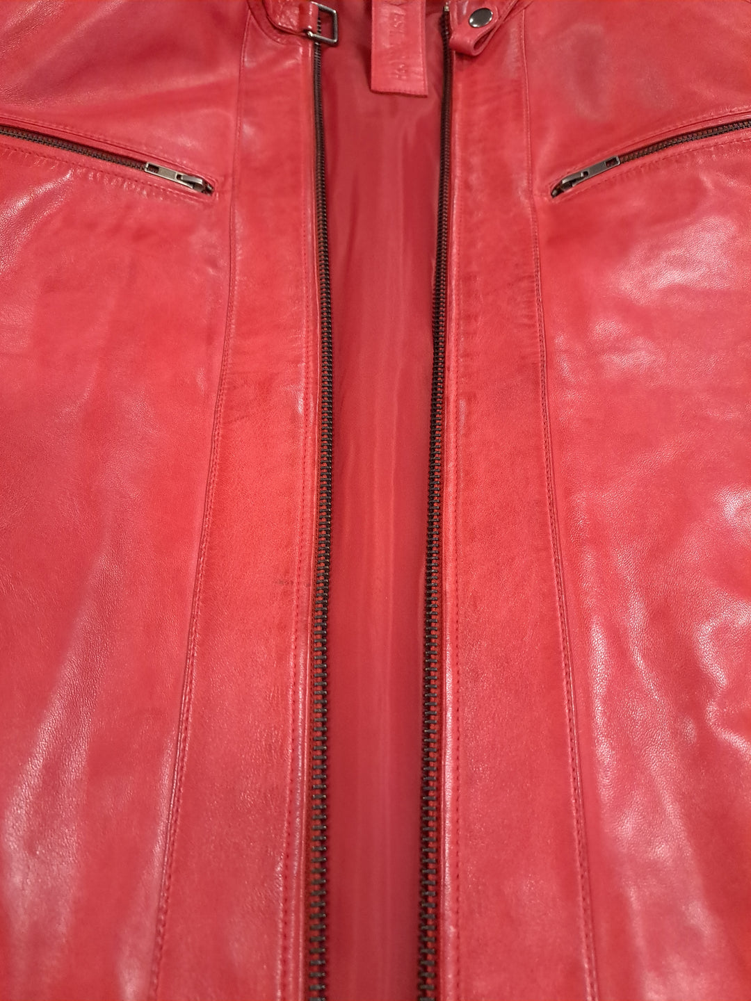 Charlie, 65 cm. - Collar - Lamb Polish Nappa Leather -Man - Chili Red