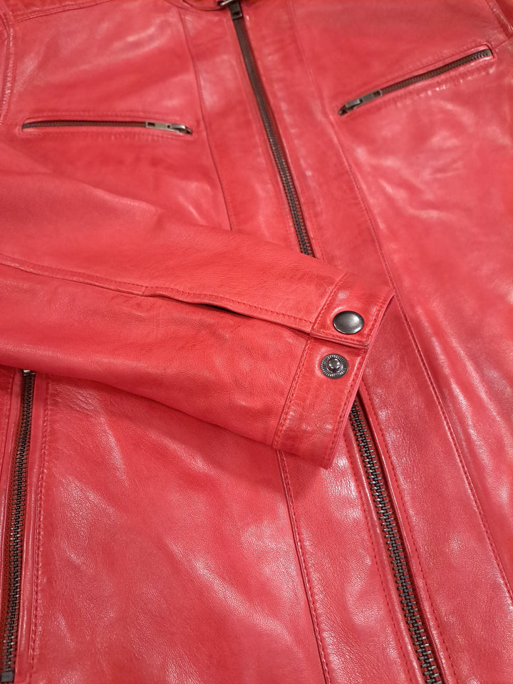 Charlie, 65 cm. - Collar - Lamb Polish Nappa Leather -Man - Chili Red