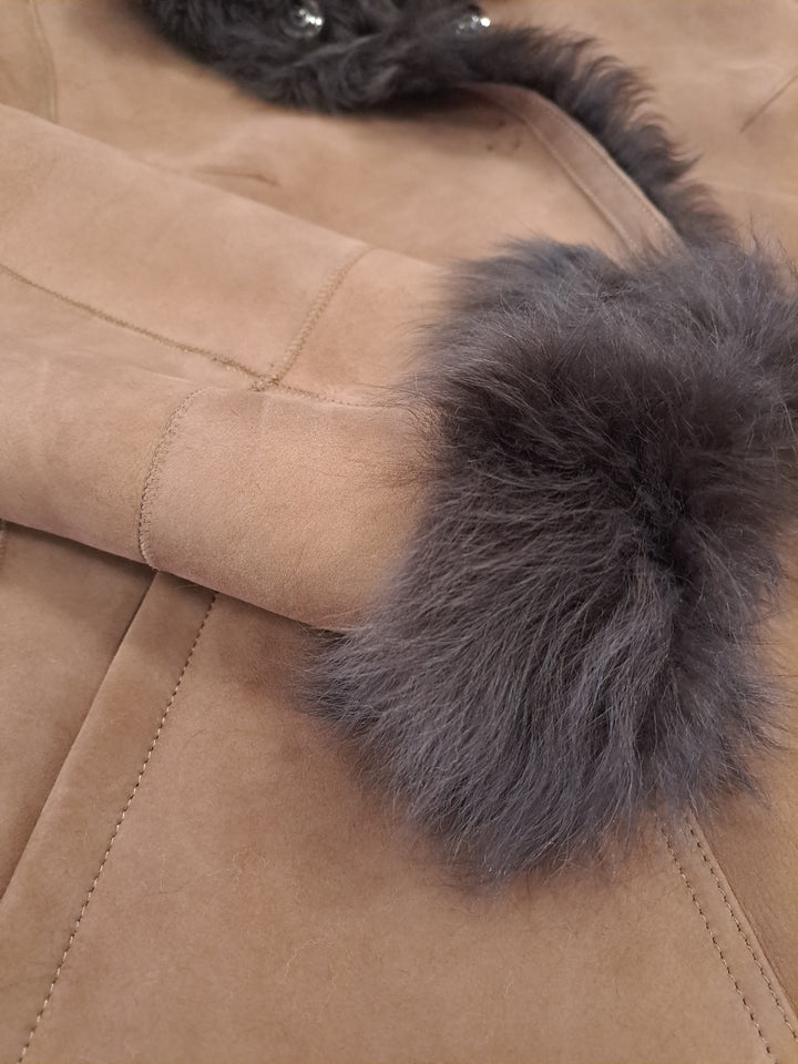 Jacurso, 105 cm. - Collar Suede Lamb - Women Brown