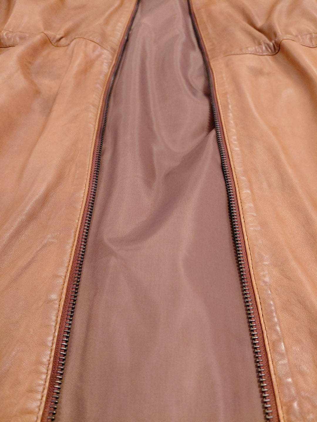 New Solene, 87 cm. - Hood Lamb Thick Dace Leather -Women Dark Cognac