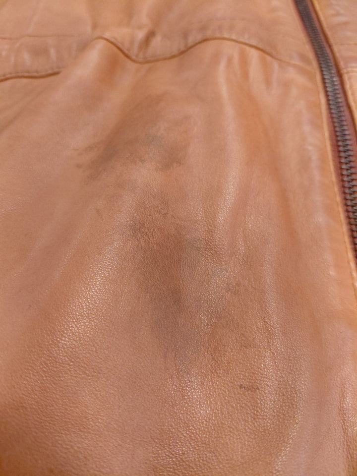 New Solene, 87 cm. - Hood Lamb Thick Dace Leather -Women Dark Cognac