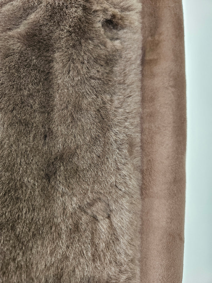 Giorgiana, 95 cm. - Collar Suede Lamb - Women Dark Oak