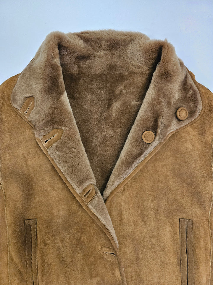 Jumana, 60 cm. - Kragen - Wildlederlamm - Damen - Tabak