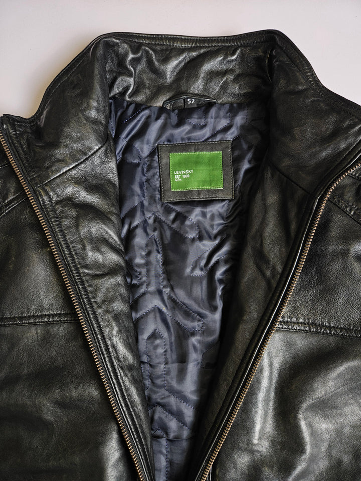 Breton, 66 cm. Lamb Polish Nappa Leather -Man Black