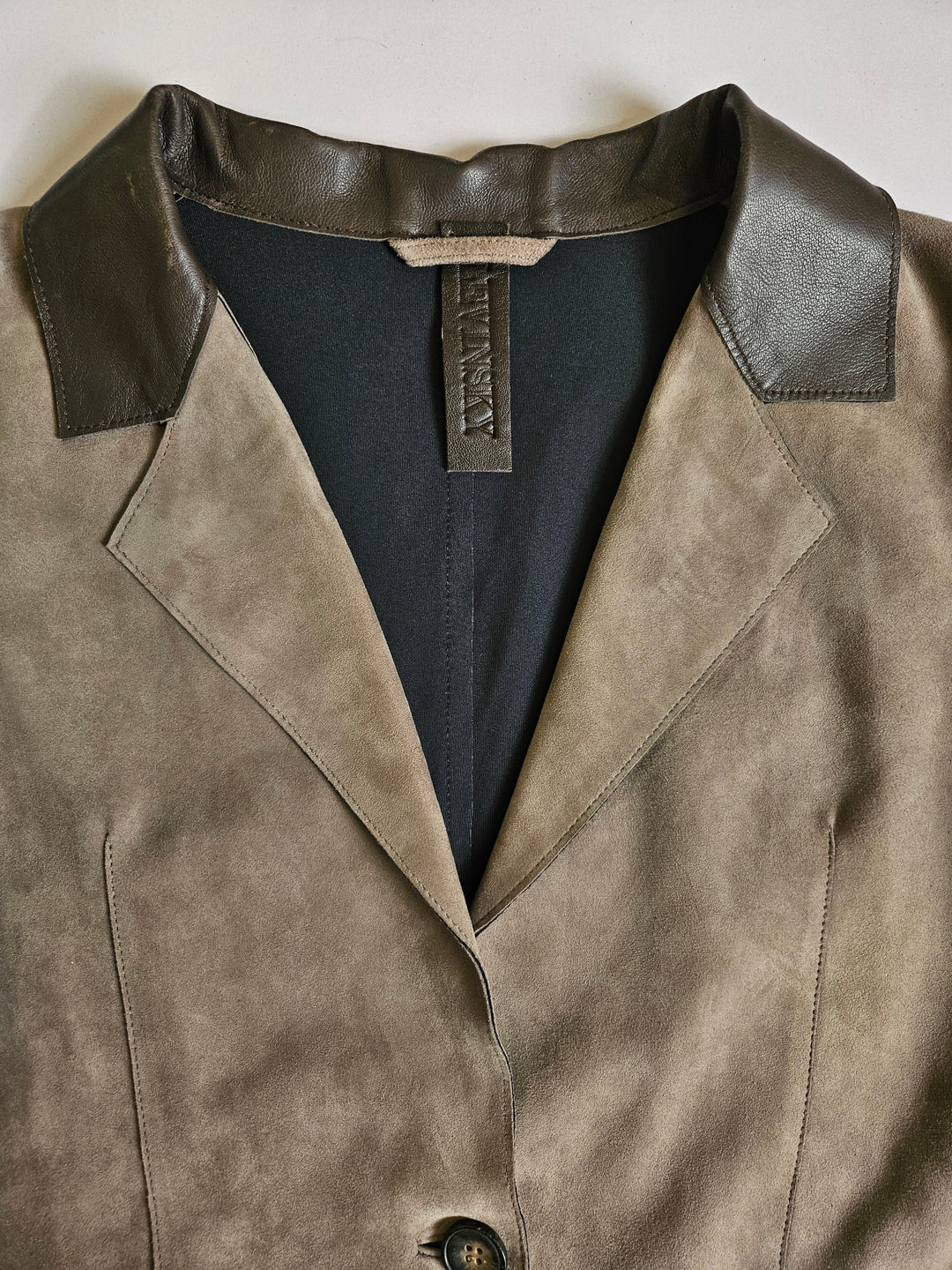Ines, 65 cm. - Collar Goat Suede Leather - Women Grey