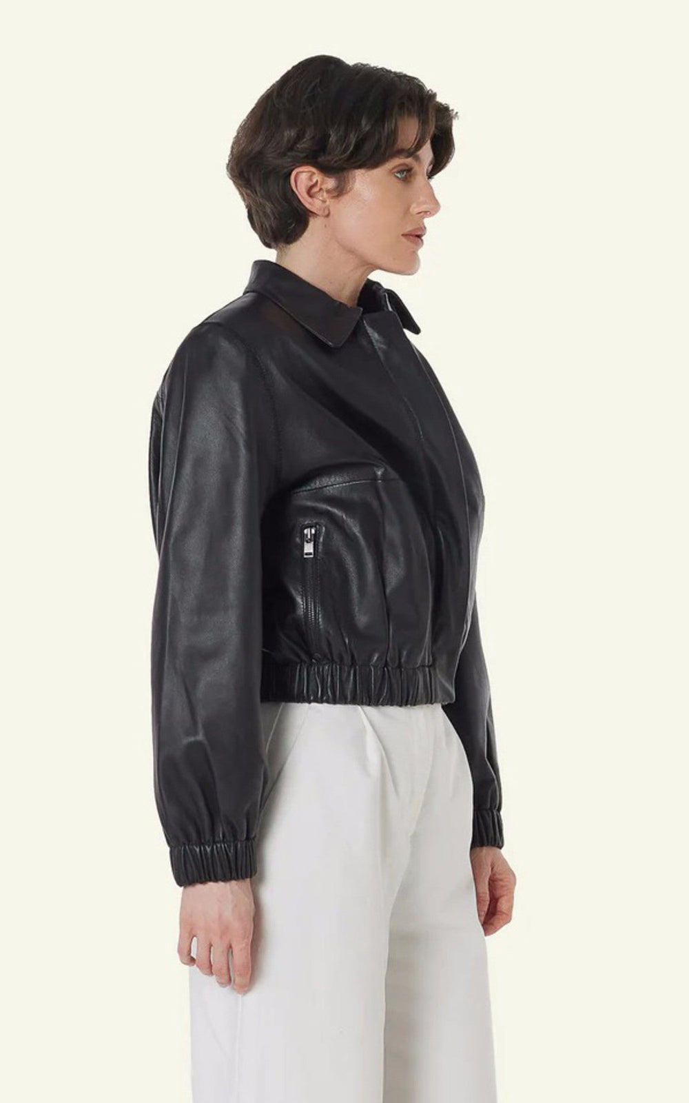 A "CLOTILDE" Black Serge Pariente Blouson Femme closed photo