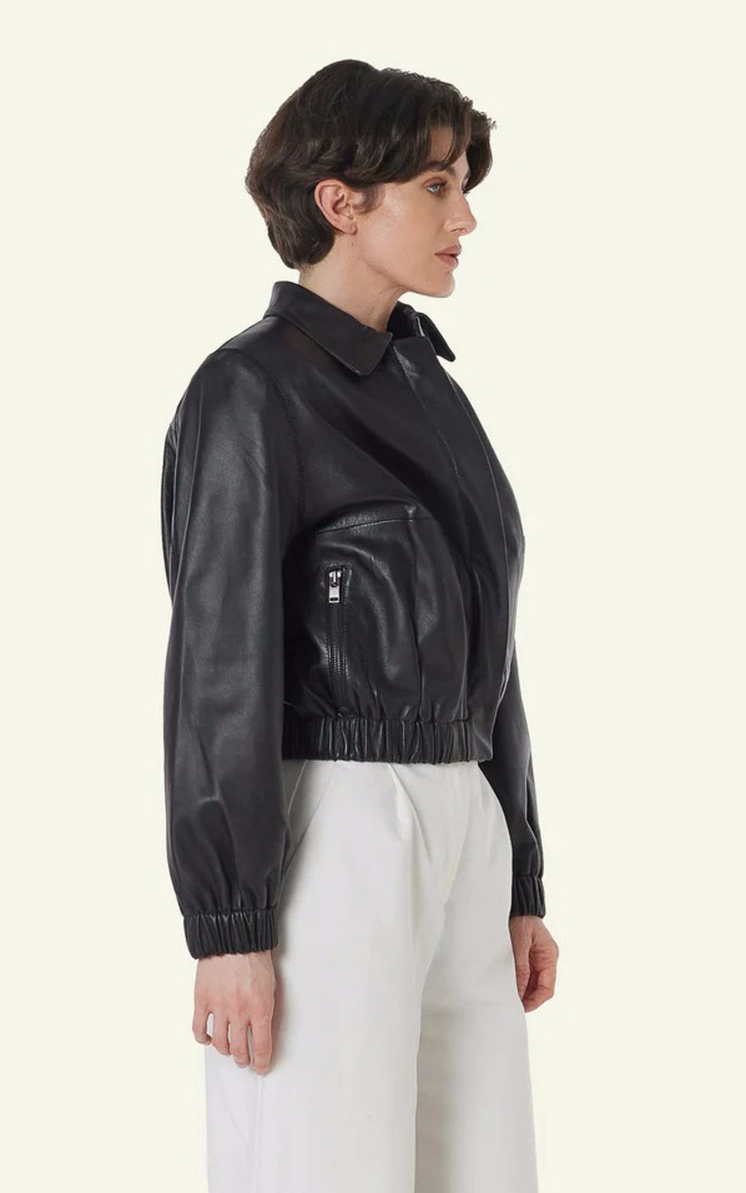 A "CLOTILDE" Black Serge Pariente Blouson Femme closed photo