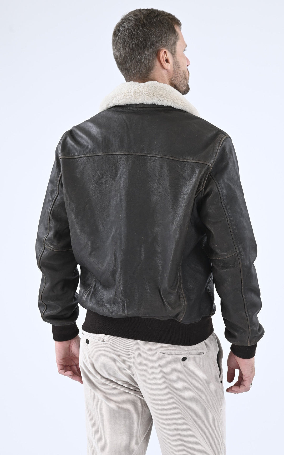 A "LC PILOT USED" Marron Schott Pilote Homme back photo