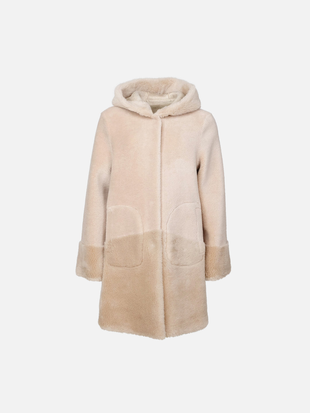 Fernandina, 85cm - Kapuze - Air 100% Wolljacke - Damen - Beige