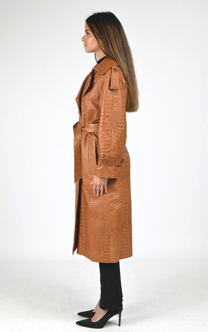 Manteau Cuir Femme Flo-Clo, modèle Betalis leather de couleur cuoio