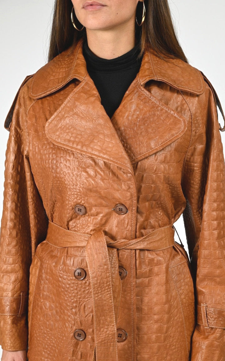 Manteau Cuir Femme Flo-Clo, modèle Betalis leather de couleur cuoio