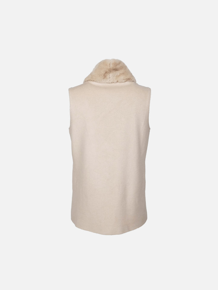 Haramont Vest, 70 cm. - Krave - Wool & Cashmere Vest - Kvinder - Dark Cream