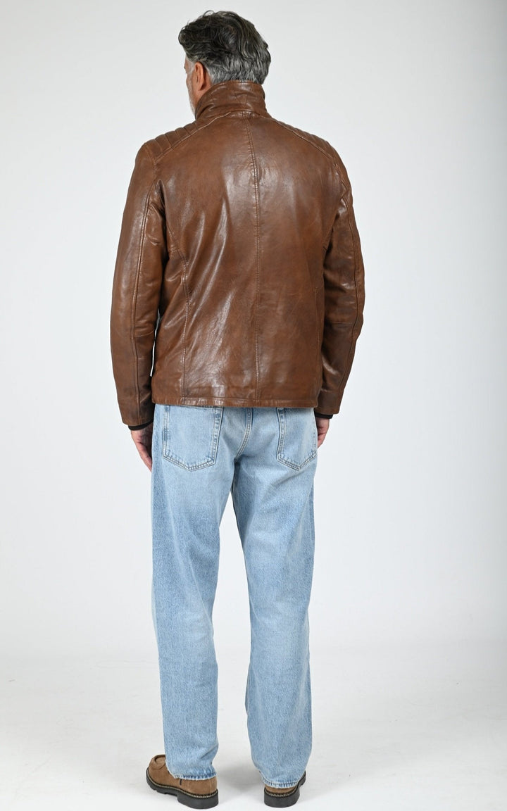 Brown Crowell Warm Leather Jacket - Men
