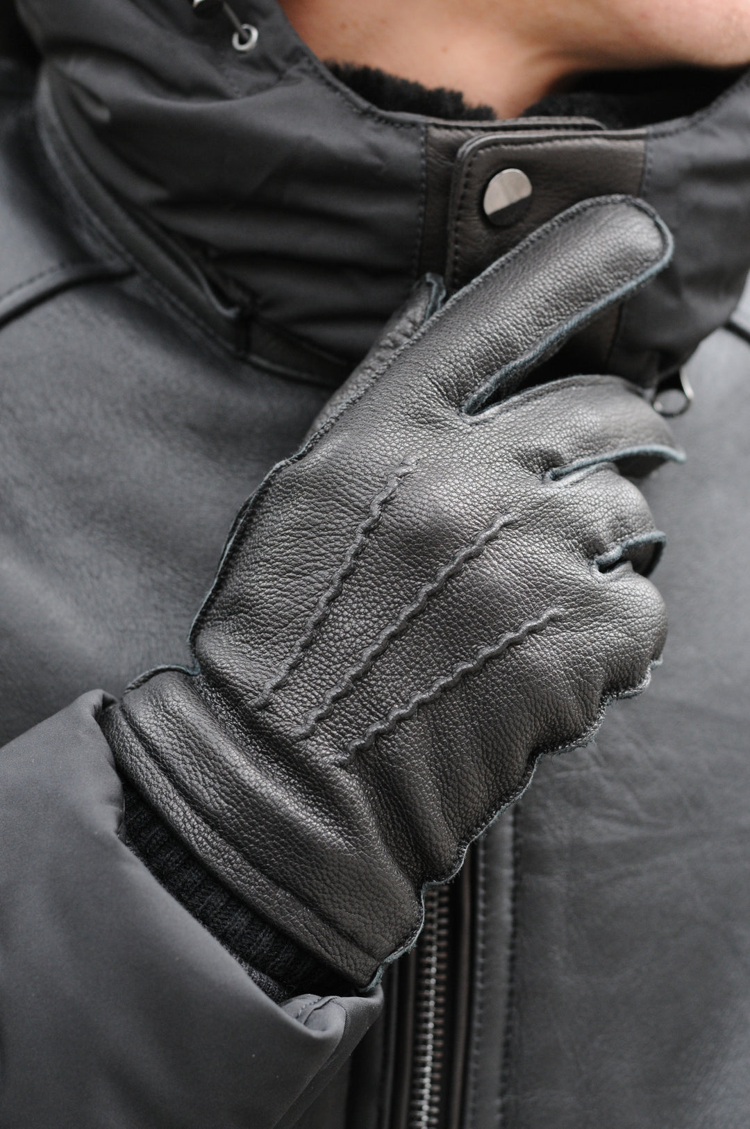 200 Herren-Lederhandschuhe – Schwarz – Stampe Denmark