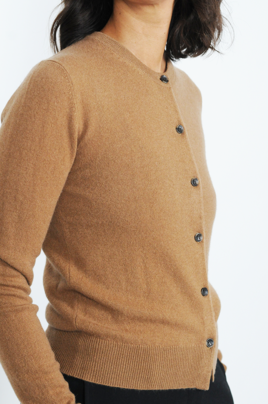 SY-23022 Cardigan - 100% Kashmir strik - Dame - Mørk Camel