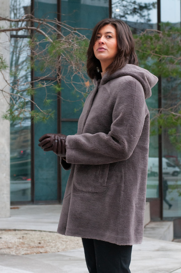 Fernana, 85cm - Kapuze - Air Wool - Damen - Braun