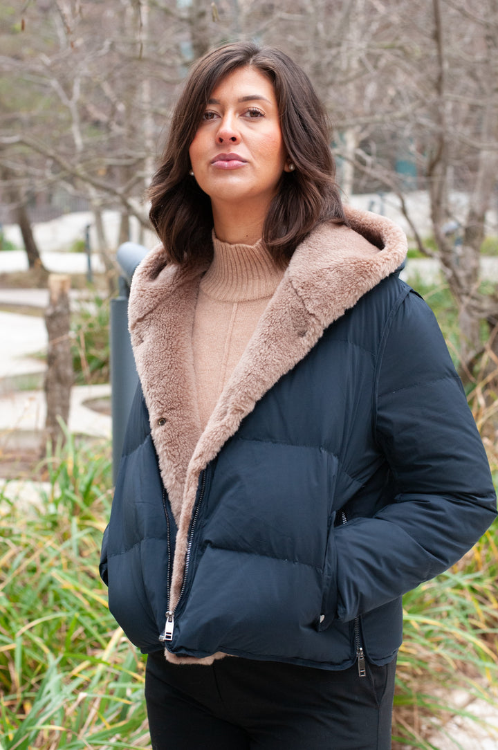 Ingrid, 63 cm. - Hood - Down - Women - Navy