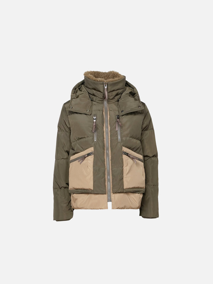 Henriette 61 cm. - Hood - Real Down jacket - Women - Army & Camel