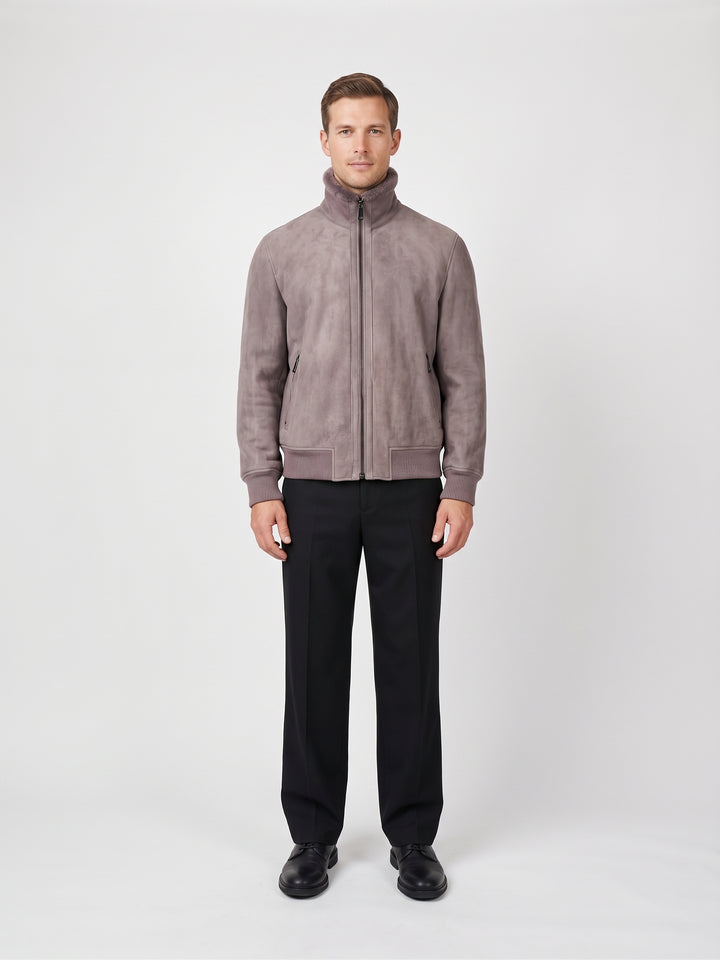 Iker, 66 cm. - Collar Suede Lamb - Man Light Grey