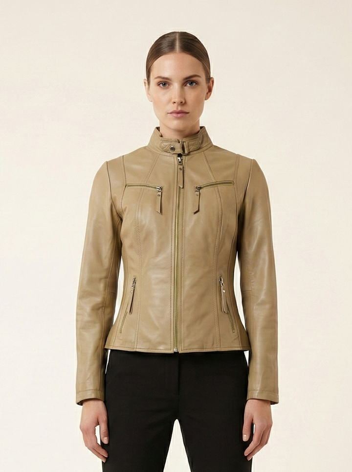 P 14-01, 55 cm. - Lammet olivenbrun skinn -vokal - Oliven