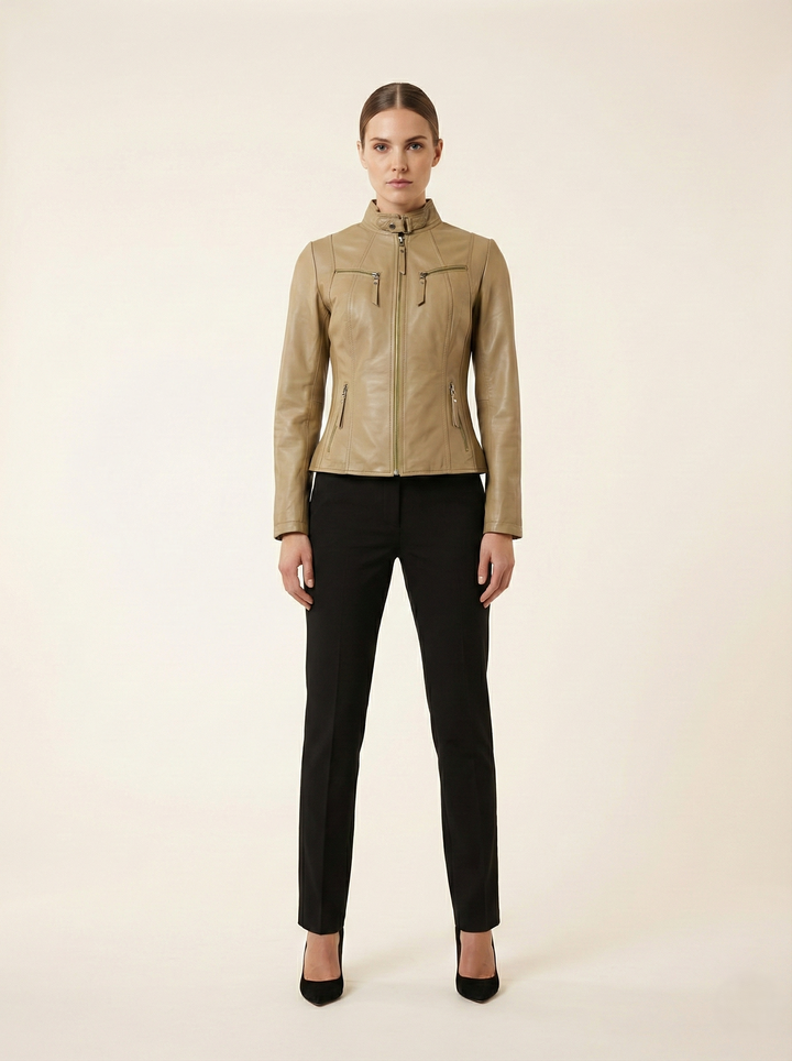 P 14-01, 55 cm. - Lammet olivenbrun skinn -vokal - Oliven