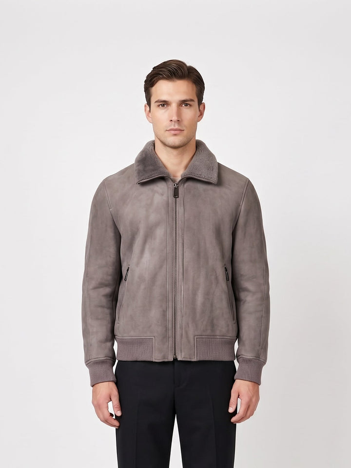 Iker, 66 cm. - Collar Suede Lamb - Man Light Grey
