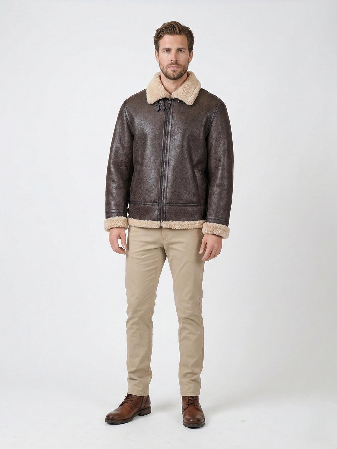 Elias, 68 cm. - Kragen - Nappa Lamm Crack - Mann - Dunkelbraun