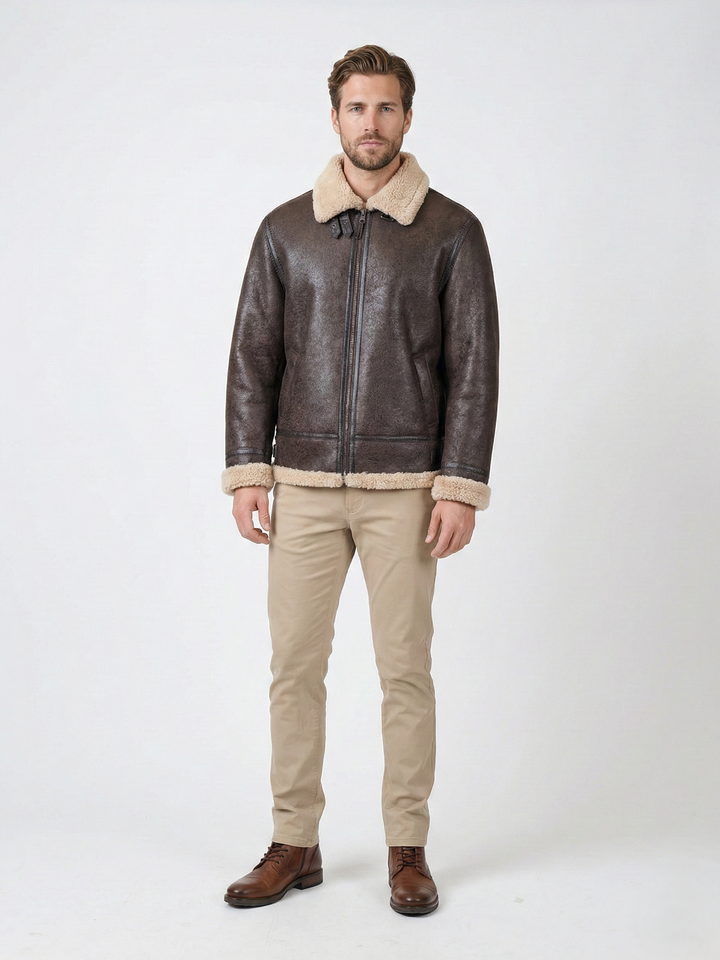 Elias, 68 cm. - Kragen - Nappa Lamm Crack - Mann - Dunkelbraun