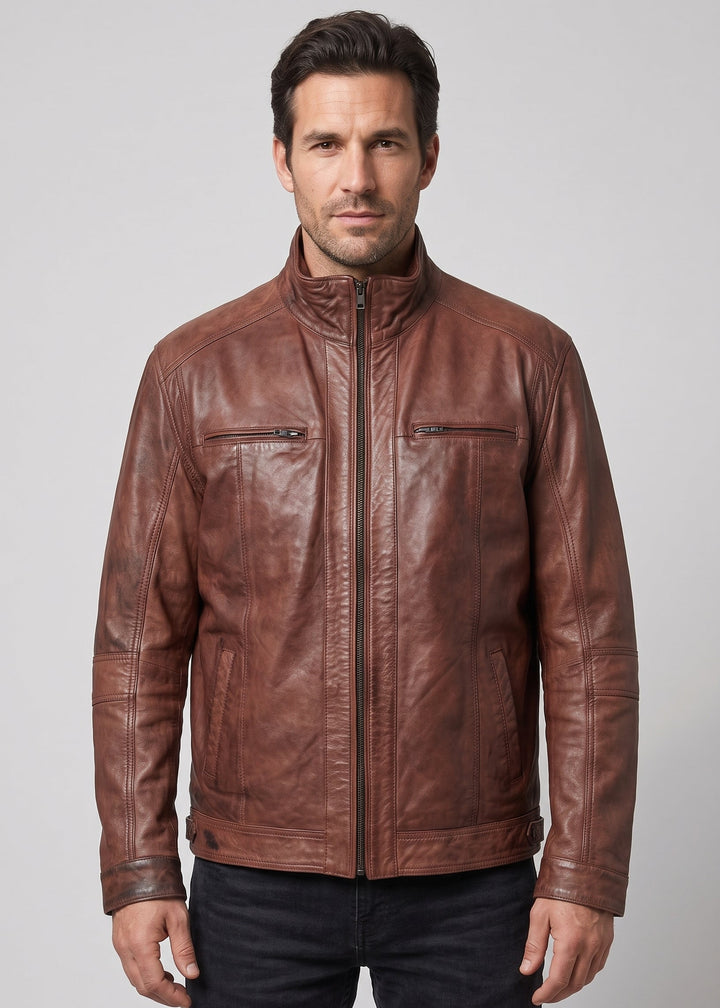 Leather Jacket - Copper Brown - Men