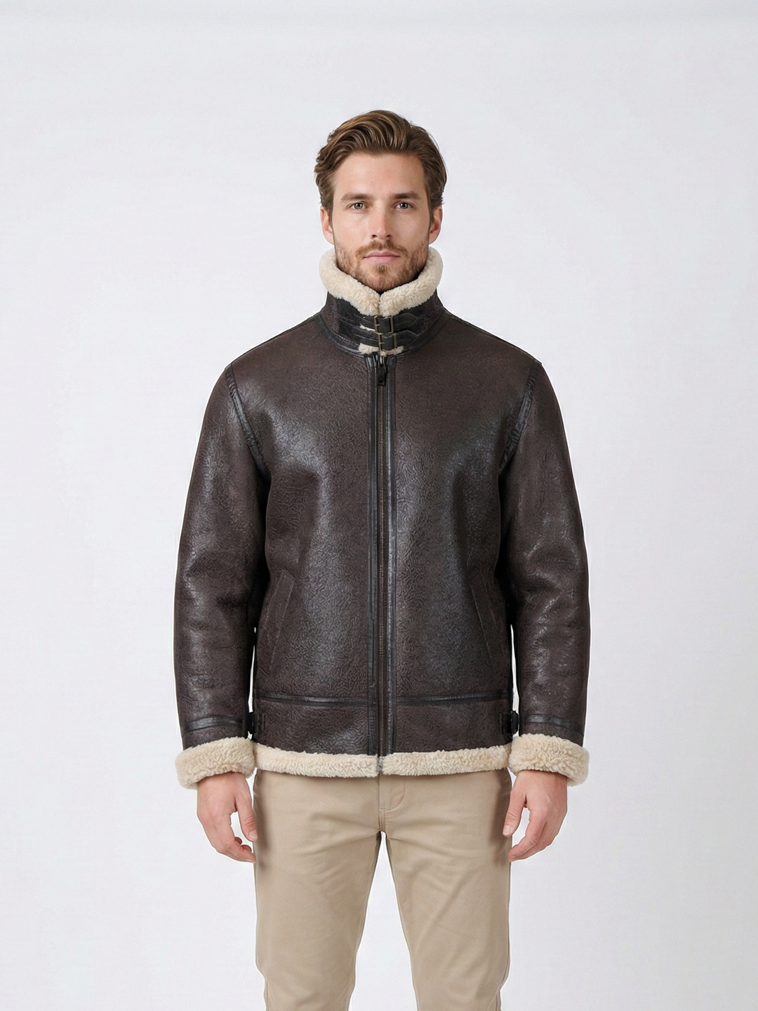 Elias, 68 cm. - Kragen - Nappa Lamm Crack - Mann - Dunkelbraun