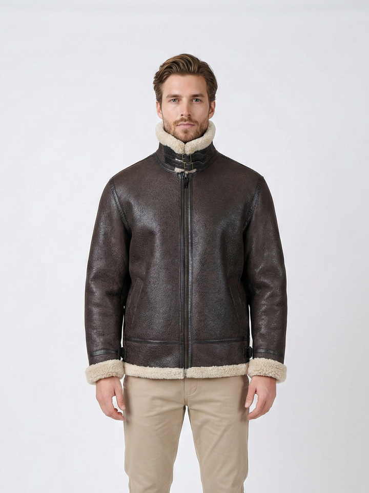 Elias, 68 cm. - Kragen - Nappa Lamm Crack - Mann - Dunkelbraun