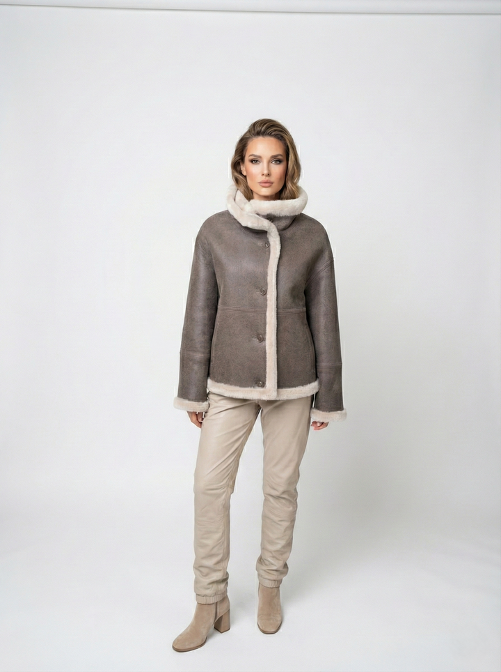 Iolande, 60 cm. - Krave - Nappa Lamb Crack - Kvinder - Brun