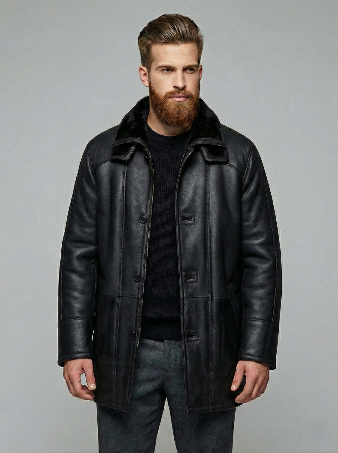 Owen, 85 cm. - Nappa Lamb - Mann - Svart