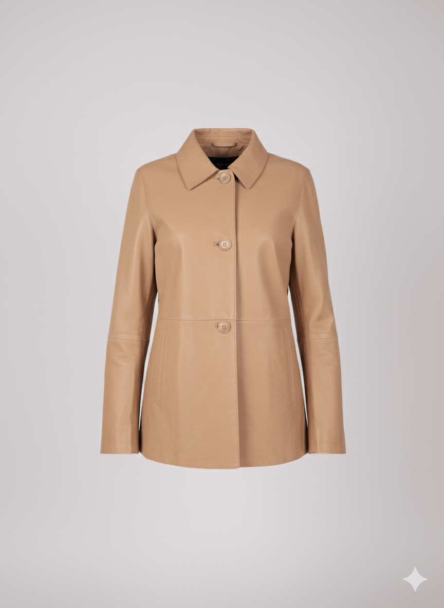 Solana, 68 cm. - Collar - Lamb Dior Bonded Leather-Women - Cafe Latte