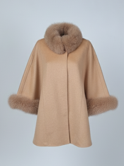 Damini-Poncho, 75 cm. - Wolle - Damen - Kamel