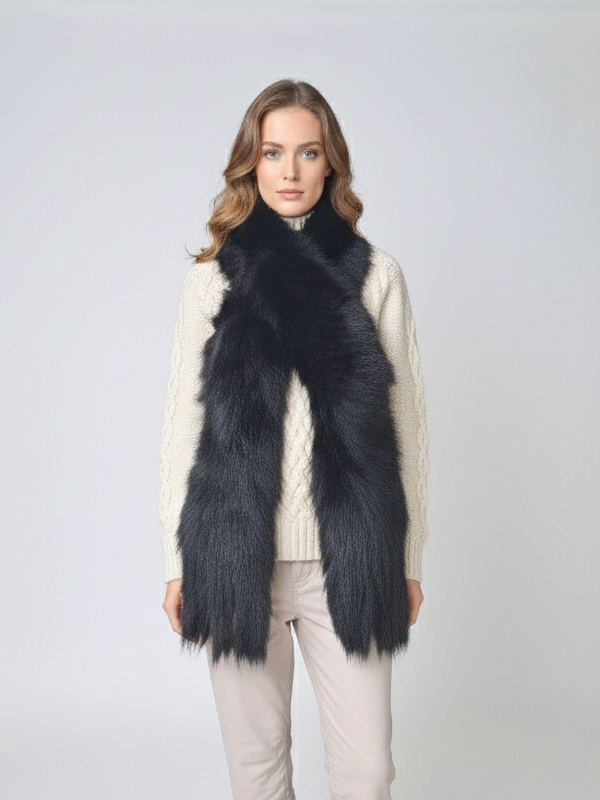 Schal, 15*155 cm. - Fox Knitted - Zubehör - Schwarz